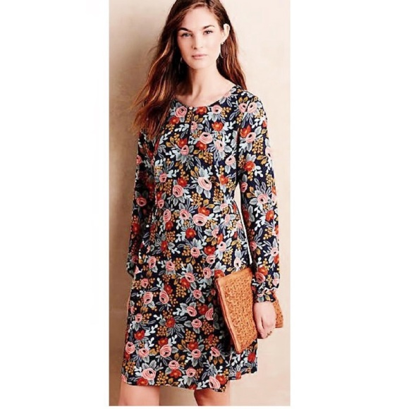 Rifle Paper Co. Dresses & Skirts - Anthropologie Rifle Paper Co. Efflorescence Floral Swing Mini Dress XXS